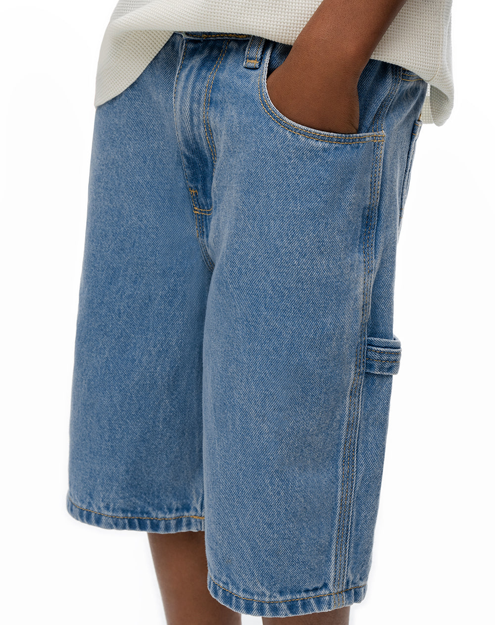Bermuda denim regular algodón índigo medio niño