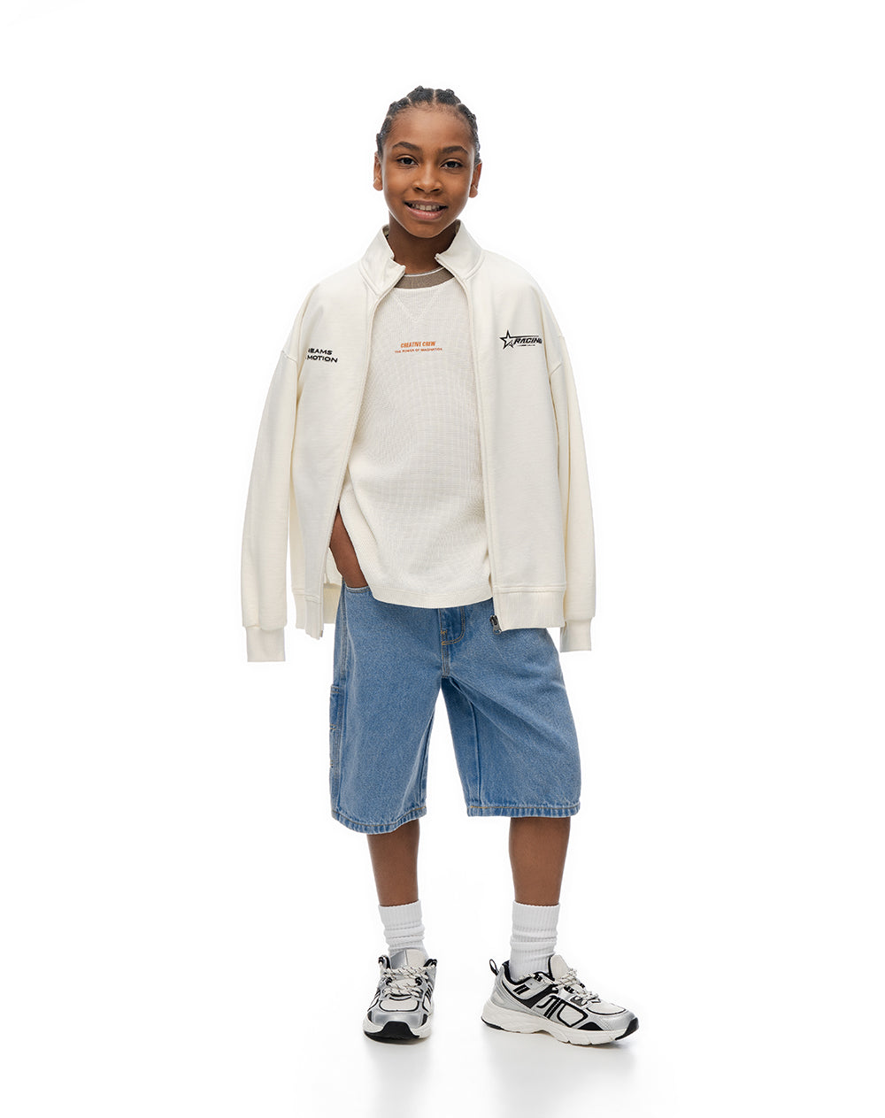 Bermuda denim regular algodón índigo medio niño