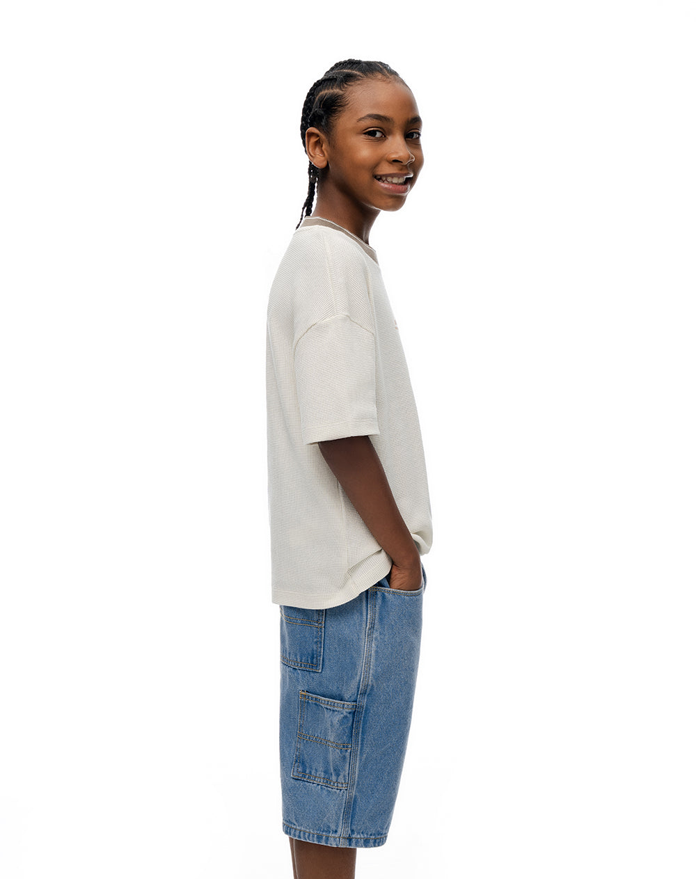 Bermuda denim regular algodón índigo medio niño