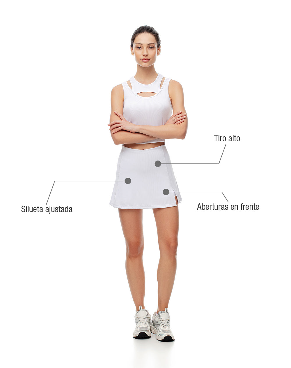 Falda de tenis ciclista interno blanca mujer