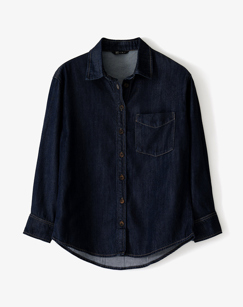 Camisa manga larga regular denim índigo oscuro mujer