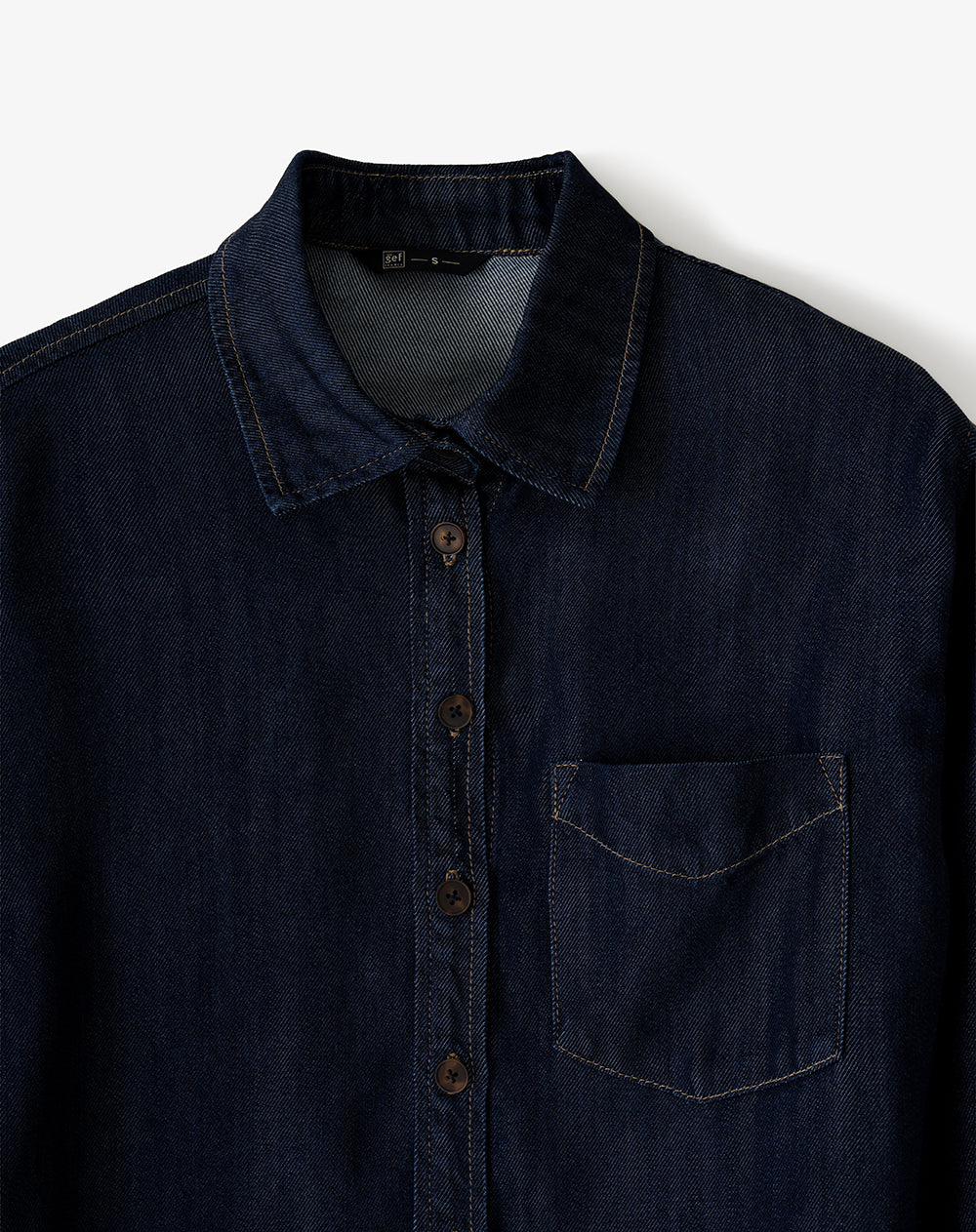 Camisa manga larga regular denim índigo oscuro mujer