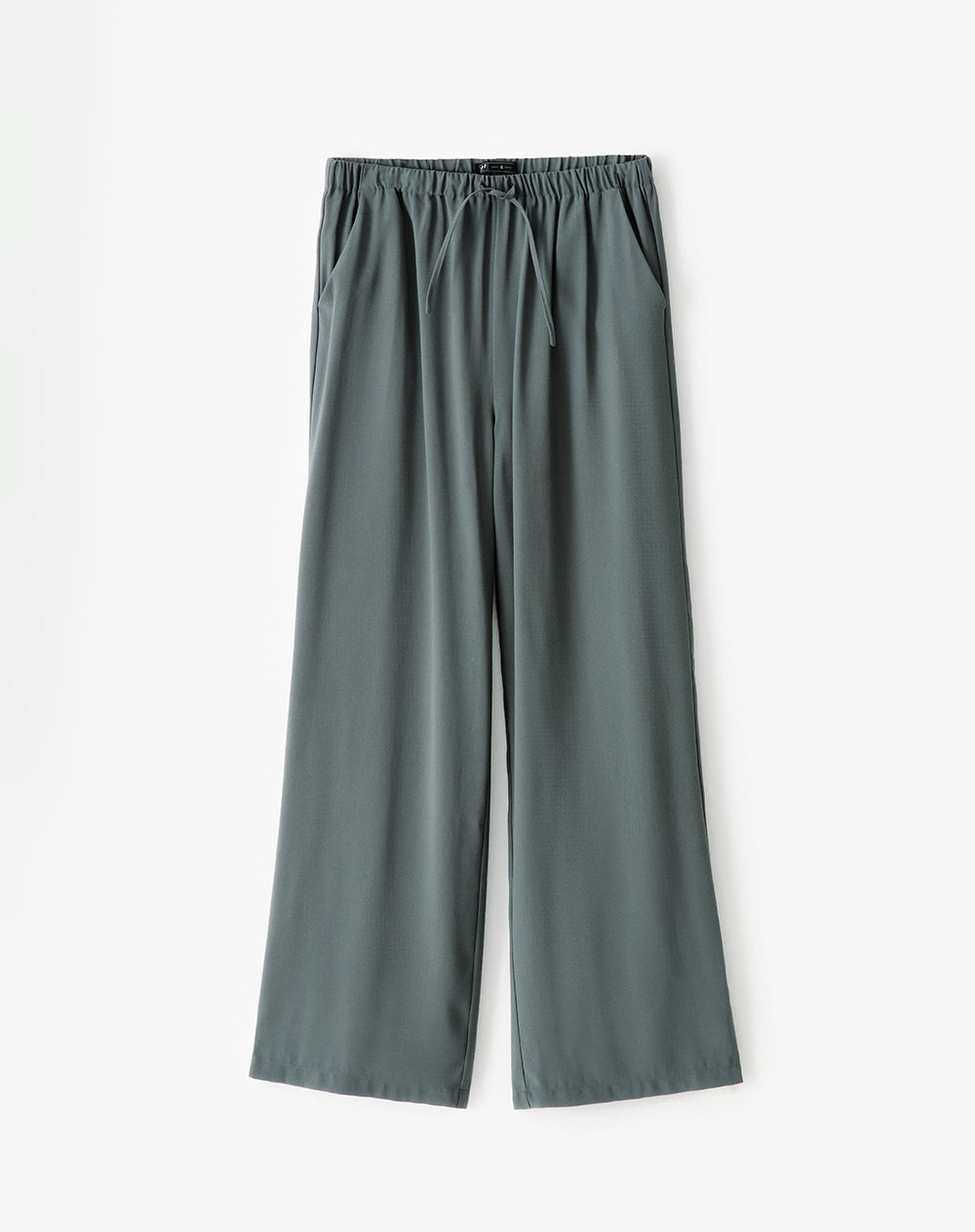 Pantalón wide leg tiro alto verde rayas mujer