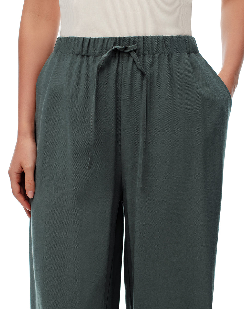 Pantalón wide leg tiro alto verde rayas mujer