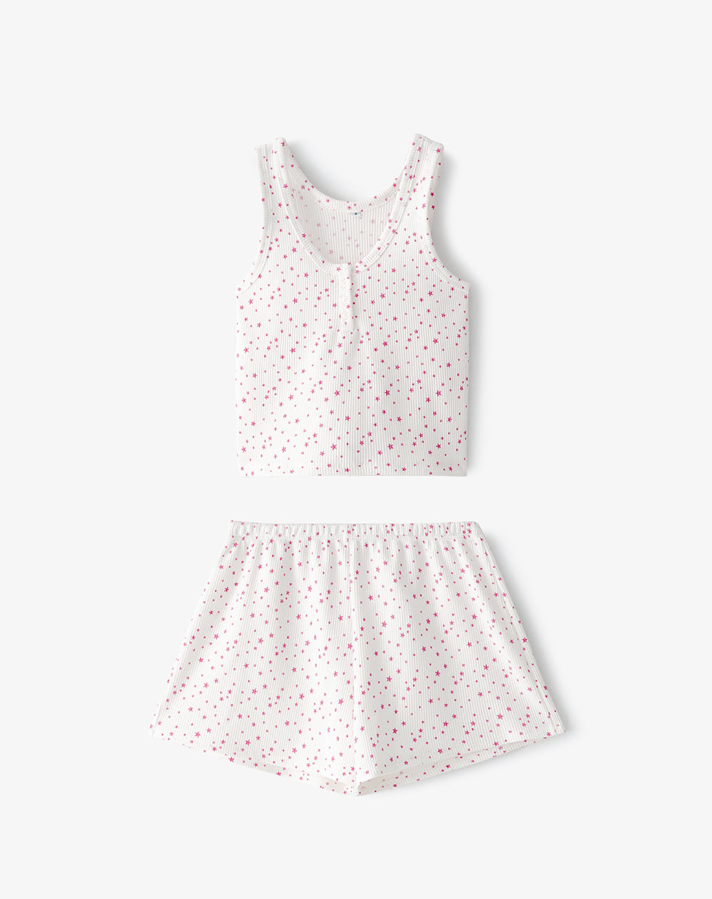 Pijama regular fit manga corta blanca estampada