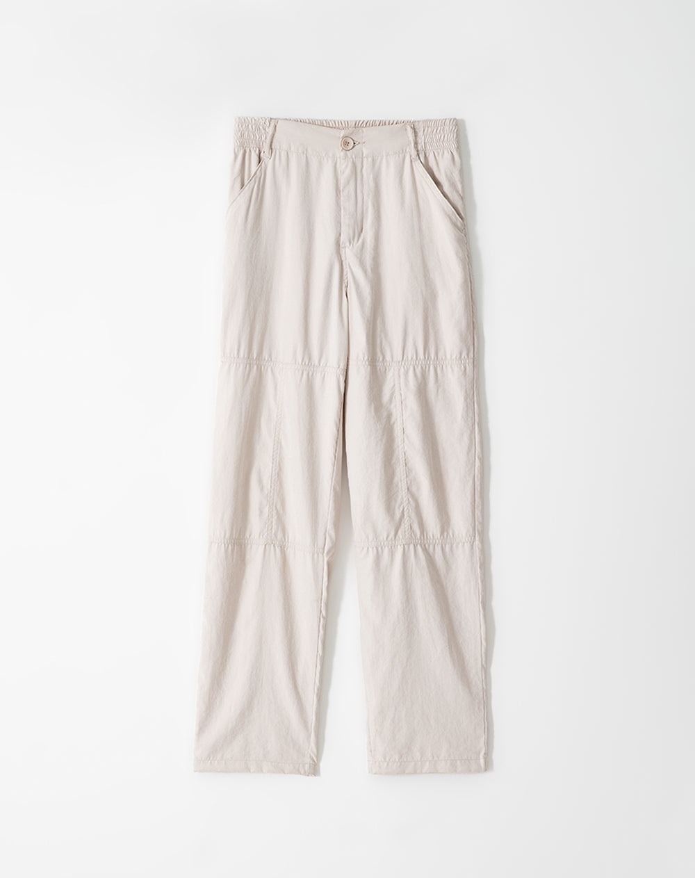 Pantalón parachute tiro medio elástico en cintura habano para mujer