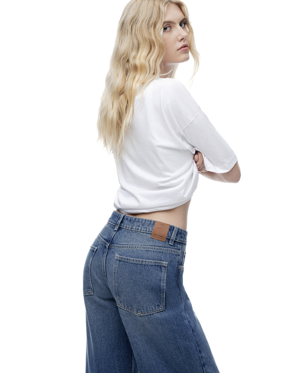 Jean straight tiro medio indigo mujer