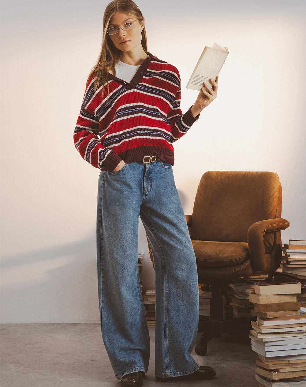 Jean straight tiro medio indigo mujer