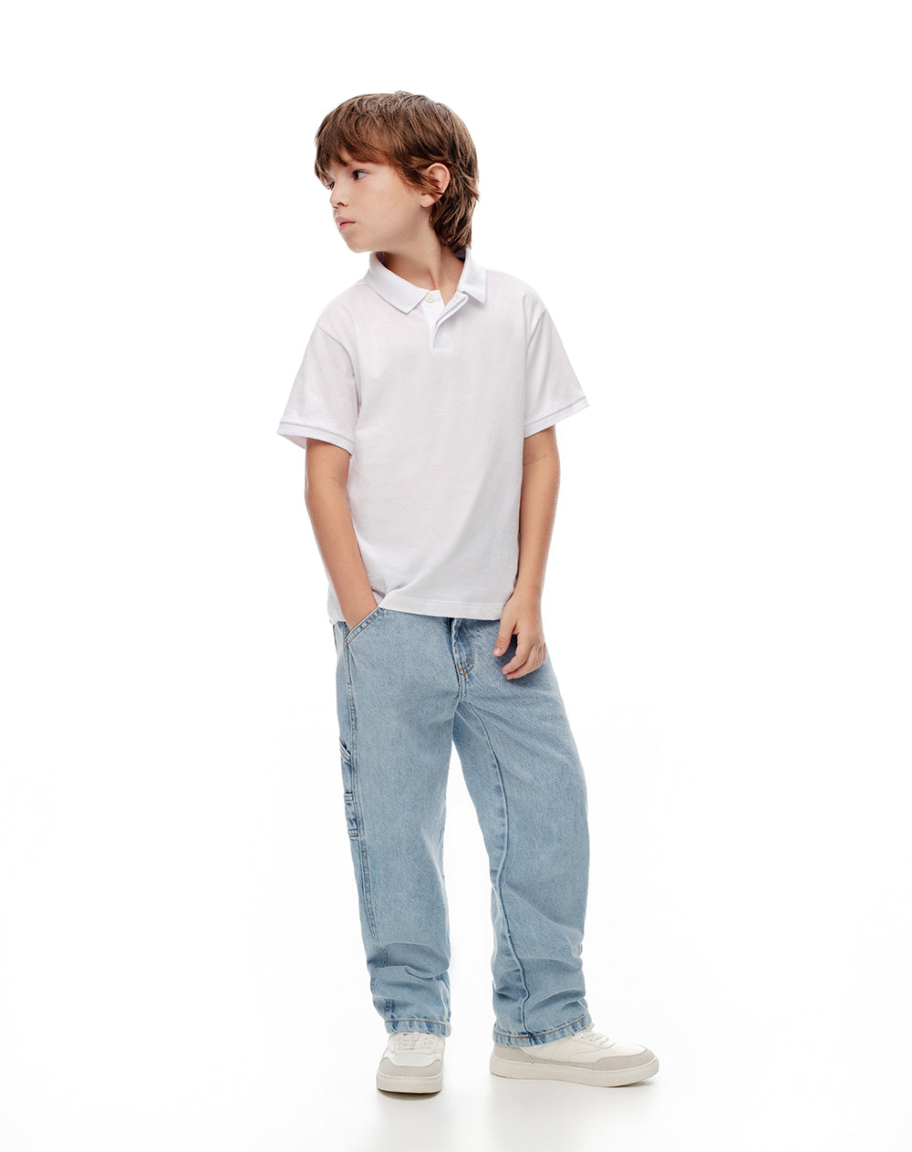 Polo regular algodón blanca niño