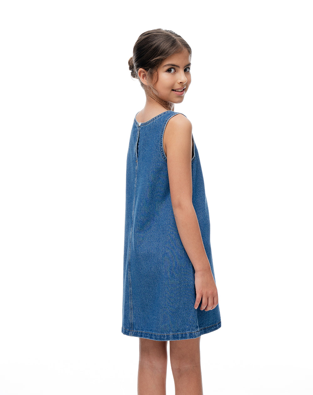 Vestido recto corto índigo medio niña