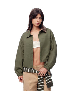 Chaqueta regular drill verde mujer
