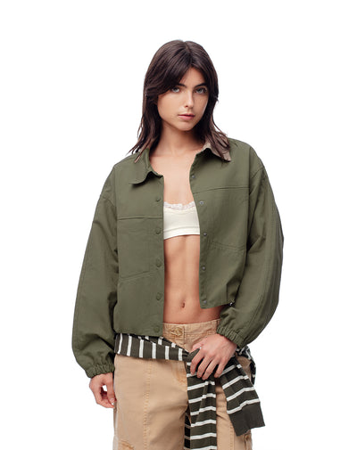 Chaqueta regular drill verde mujer