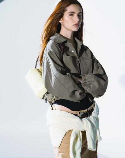 Chaqueta regular drill verde mujer