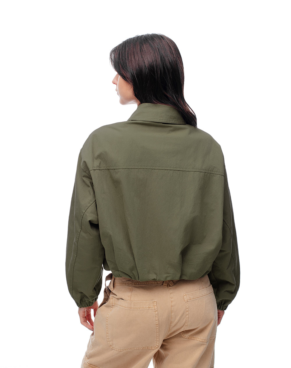 Chaqueta regular drill verde mujer