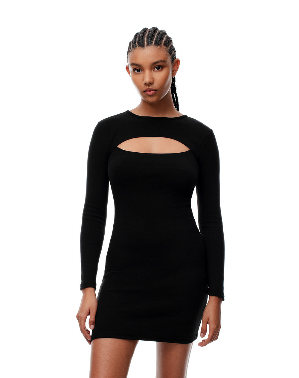 Vestido corto en rib negro