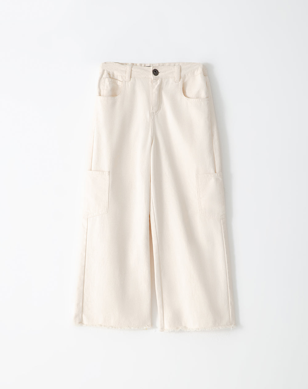 Pantalón loose fit tiro medio en drill crema