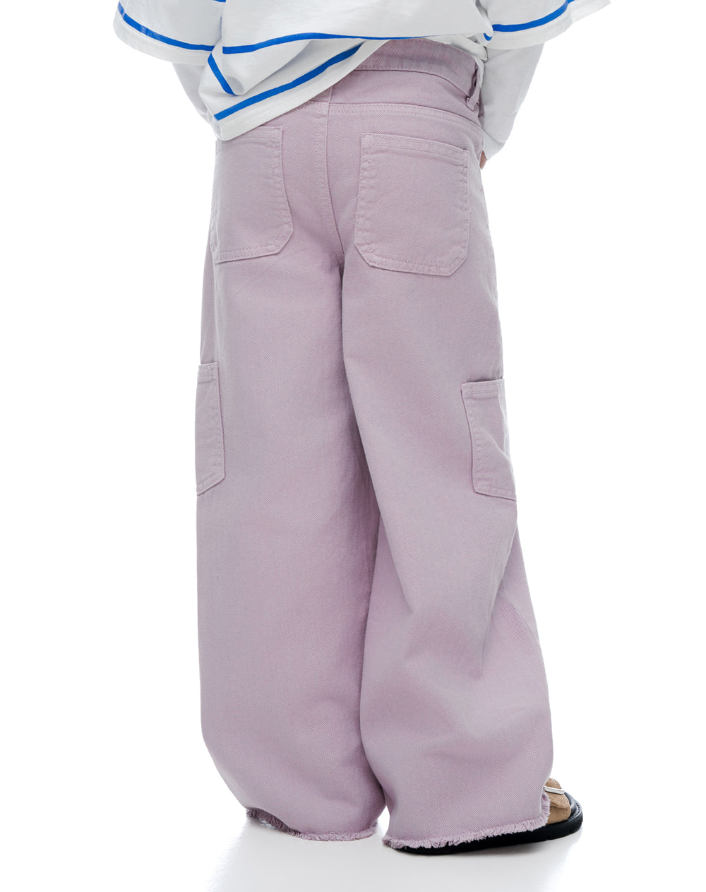 Jean loose tiro medio drill rosado niña