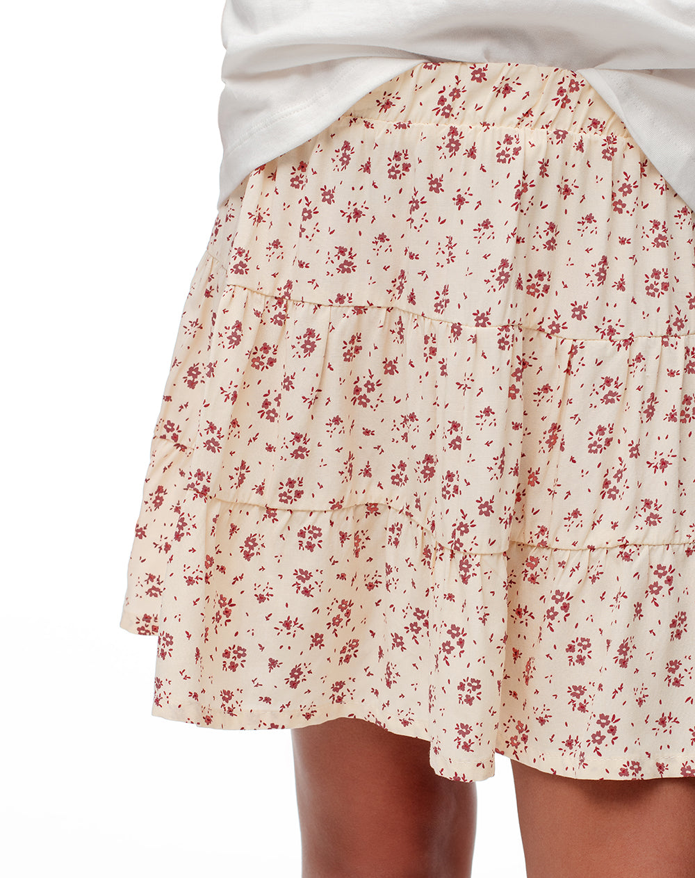 Falda tiro medio capas estampada niña