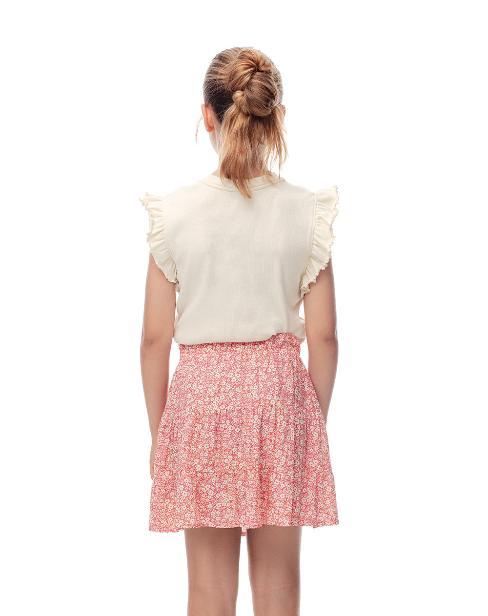 Falda tiro medio capas estampada niña