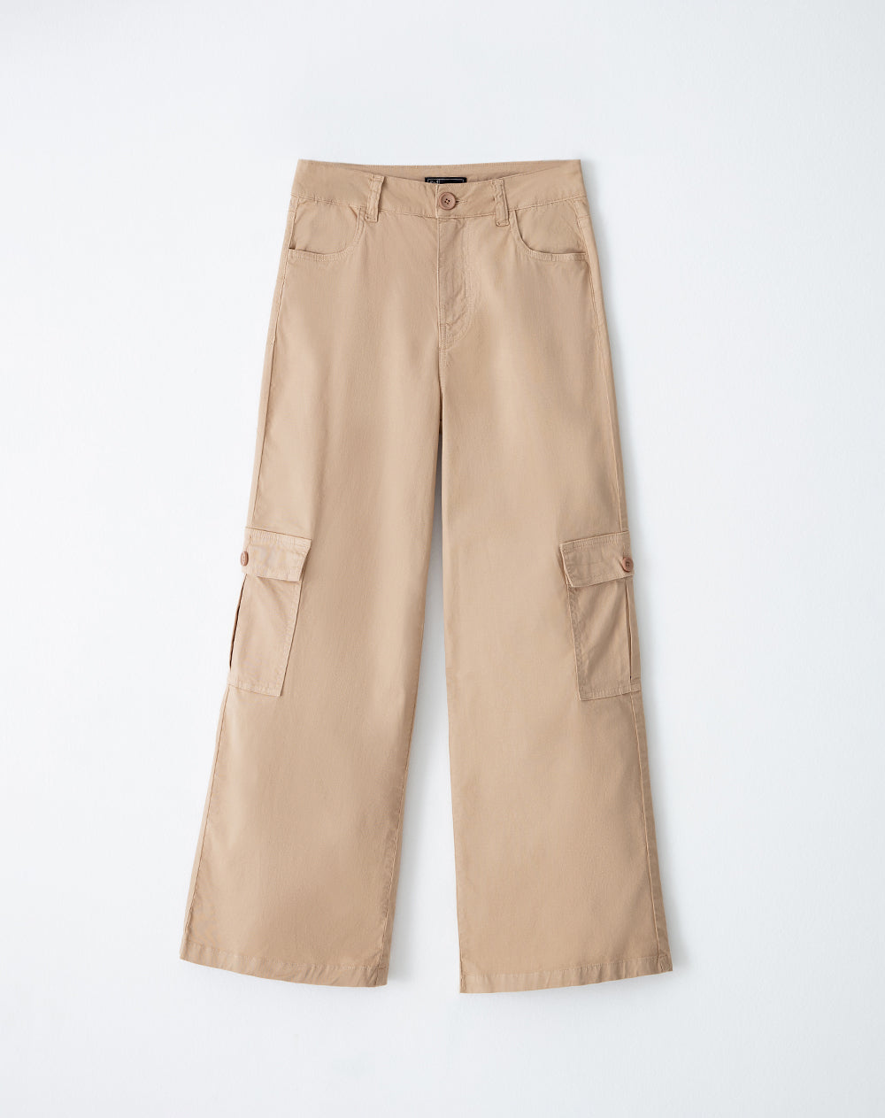 Cargo relaxed fit tiro alto habano
