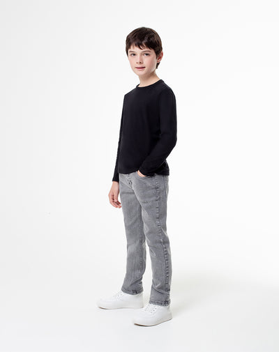 Jean Legus tiro medio denim gris