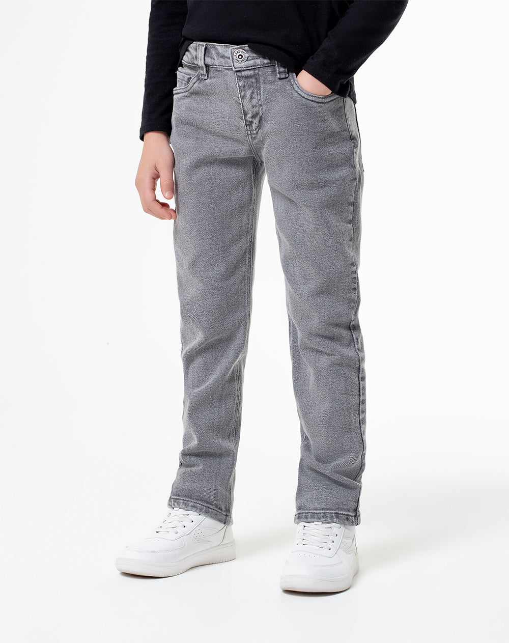 Jean Legus tiro medio denim gris