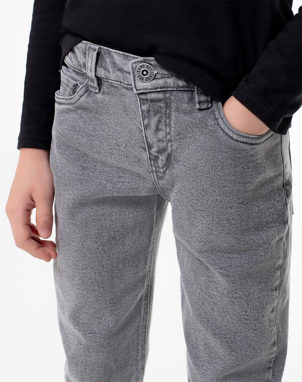 Jean Legus tiro medio denim gris