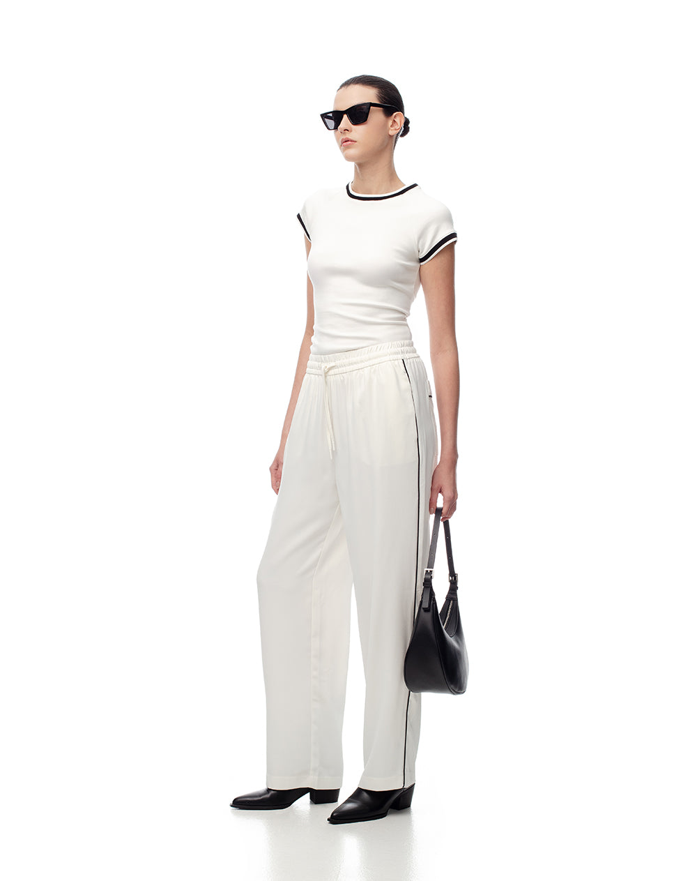 Pantalón loose fit tiro alto blanco