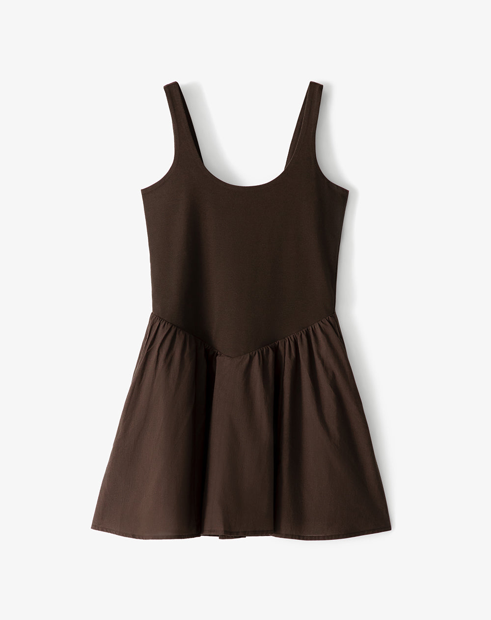 Vestido mini con falda en A chocolate mujer