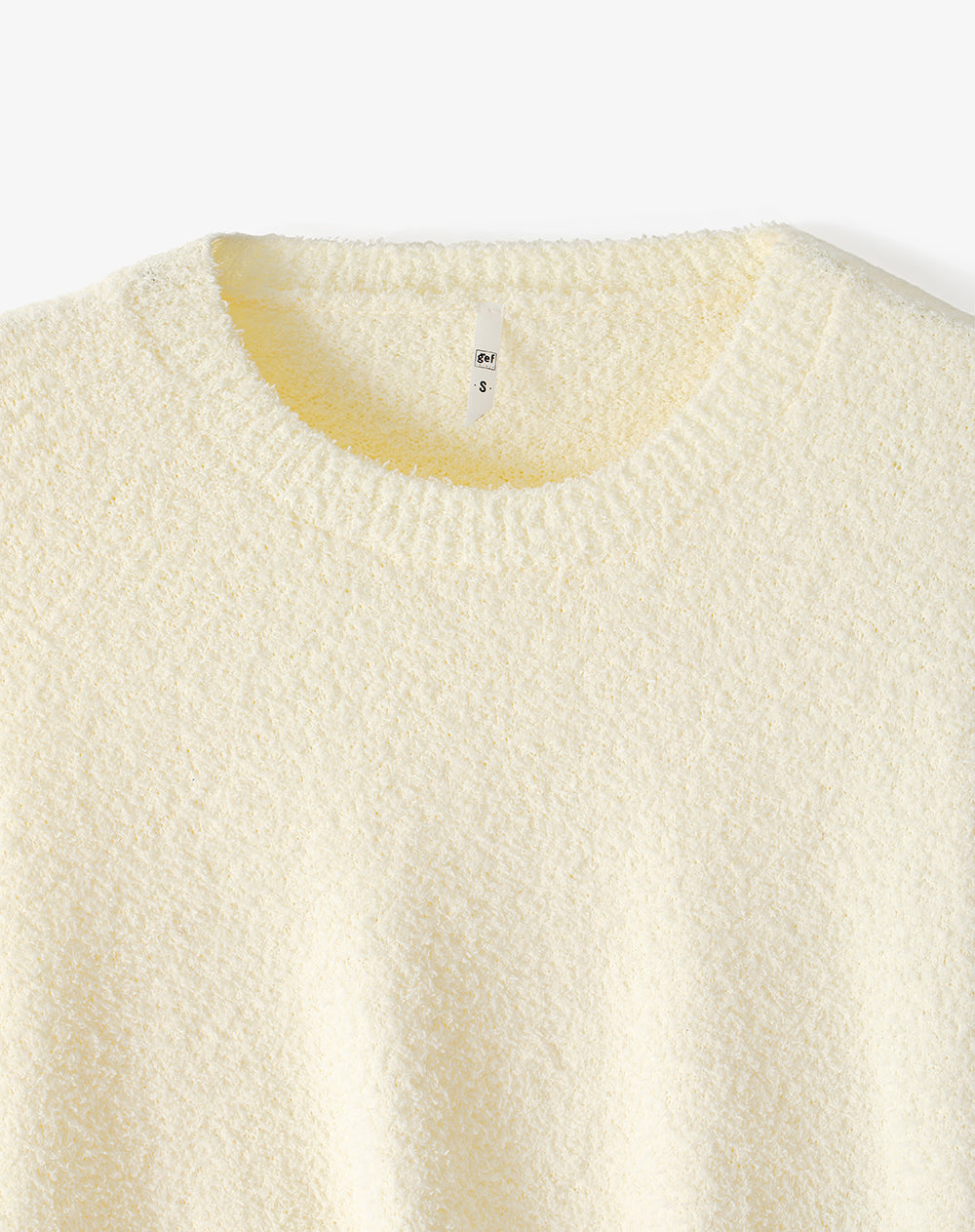 Suéter relax textura bouclé amarillo mujer