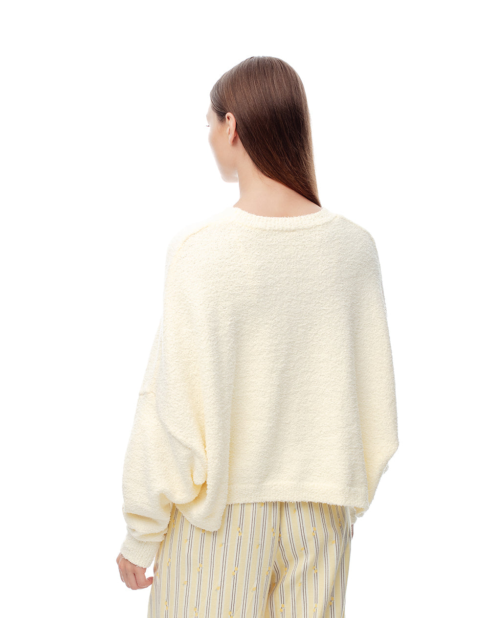 Suéter relax textura bouclé amarillo mujer
