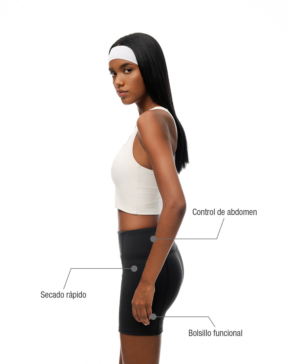 Biker deportivo soporte abdomen negro mujer