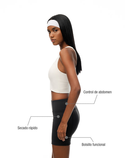 Biker deportivo soporte abdomen negro mujer
