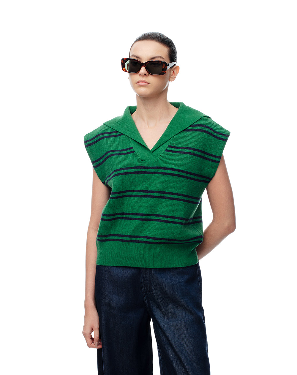 Chaleco oversize tejido rayas mujer