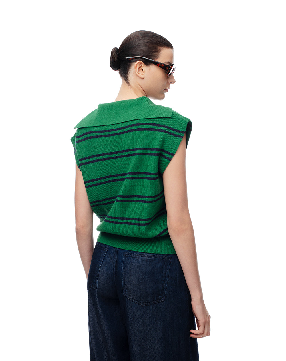 Chaleco oversize tejido rayas mujer