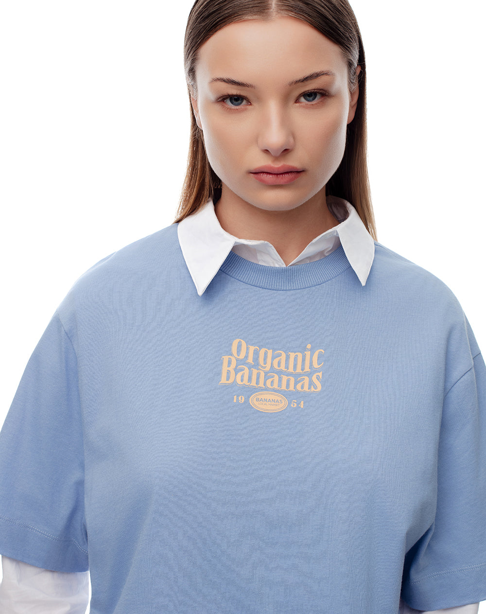 Camiseta oversize algodón azul mujer