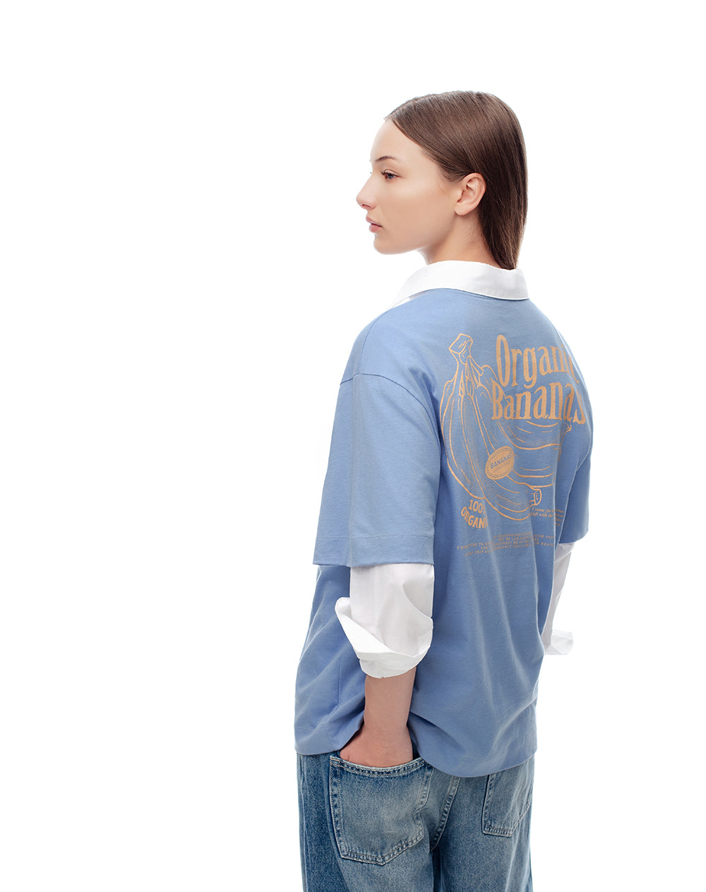 Camiseta oversize algodón azul mujer