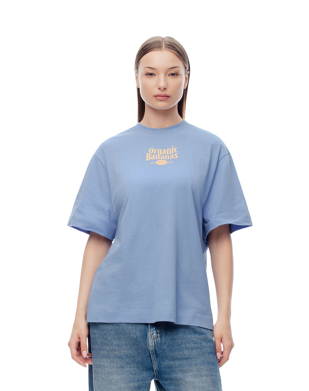 Camiseta oversize algodón azul mujer