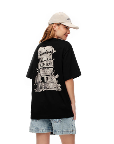 Camiseta relaxed fit manga corta negra