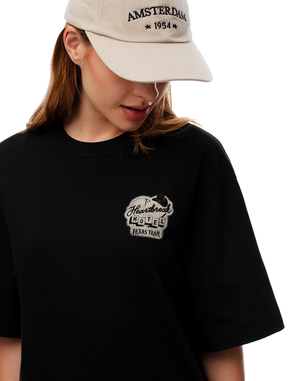 Camiseta relaxed fit manga corta negra