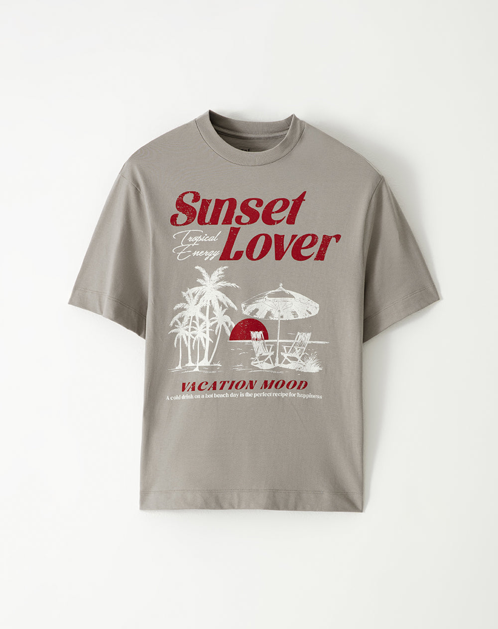 Camiseta relaxed fit manga corta taupe