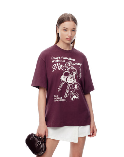 Camiseta oversize algodón vino tinto mujer