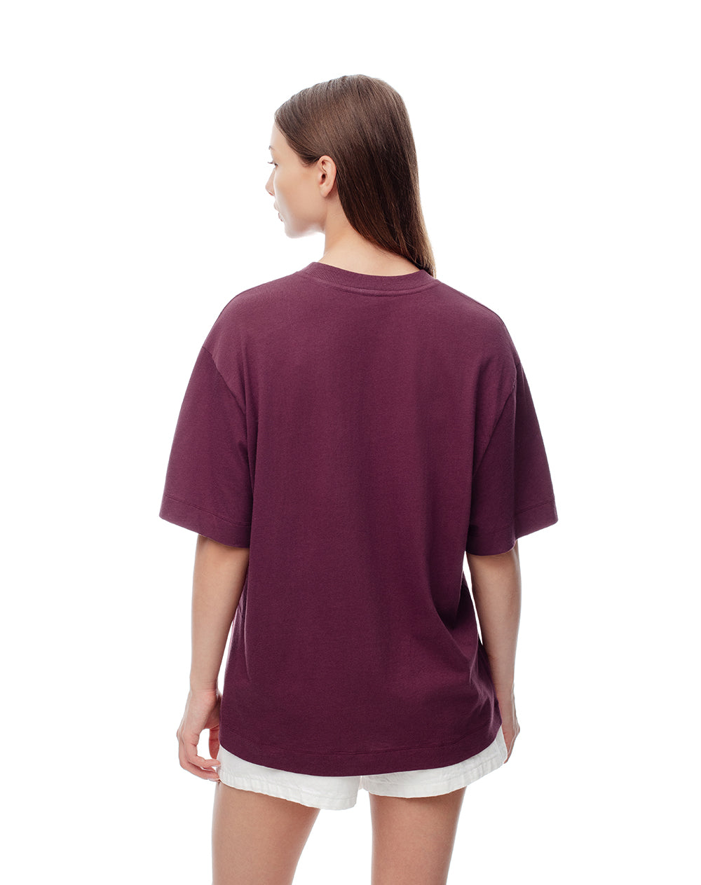Camiseta oversize algodón vino tinto mujer