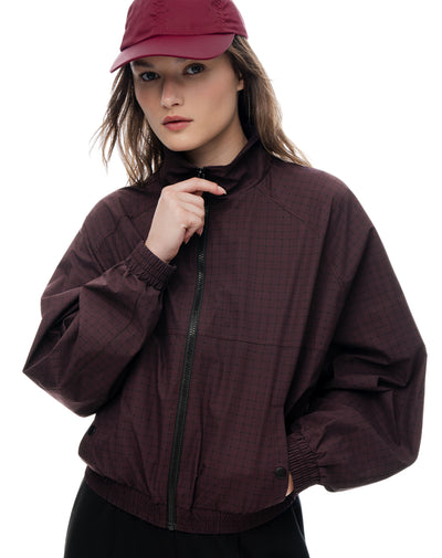 Chaqueta regular sin capucha morado estampado mujer