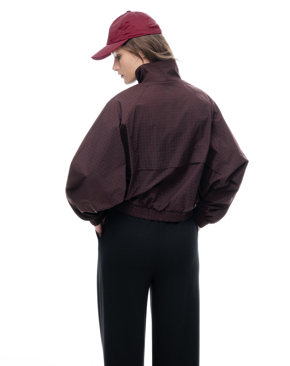 Chaqueta regular sin capucha morado estampado mujer