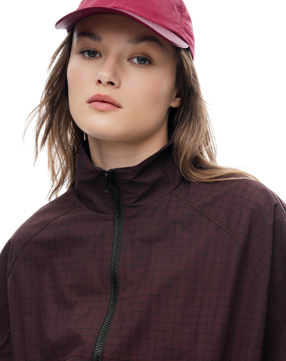 Chaqueta regular sin capucha morado estampado mujer