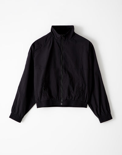 Chaqueta rompevientos negra para mujer