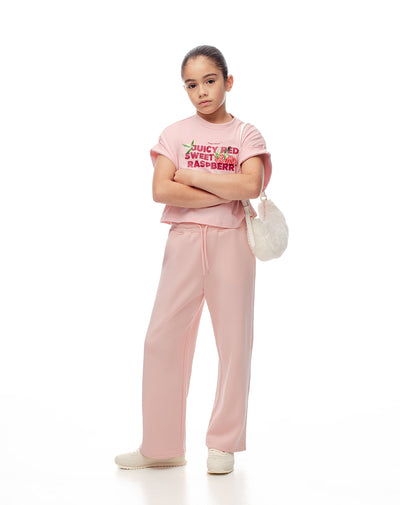 Pantalón tiro medio holgado rosado niña