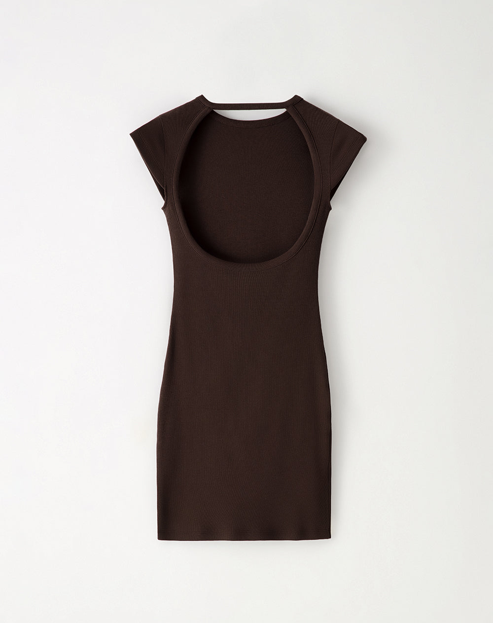 Vestido corto en rib chocolate