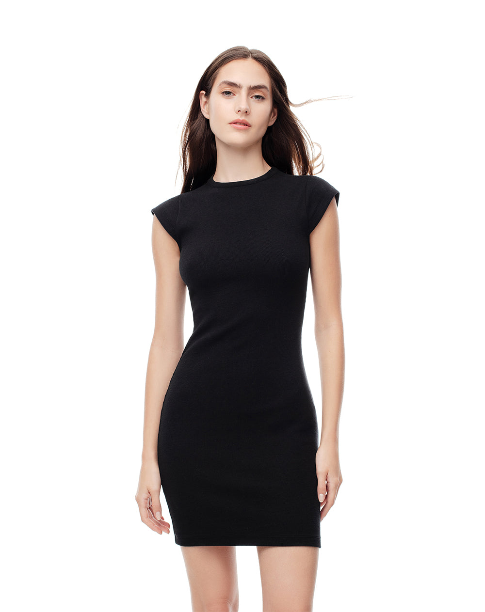 Vestido corto en rib negro